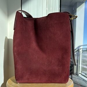 Madewell Burgundy Suede Essential Bucket Bag
